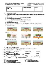 Đề kiểm tra học kỳ 1 môn Tiếng Anh Lớp 6 - Năm học 2015-2016 - Trường THCS Nguyễn Thị Minh Khai (Có đáp án)